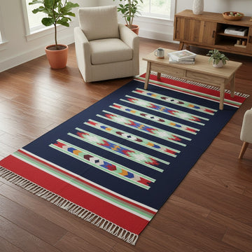 Multi Colour Cotton Woven Dhurrie