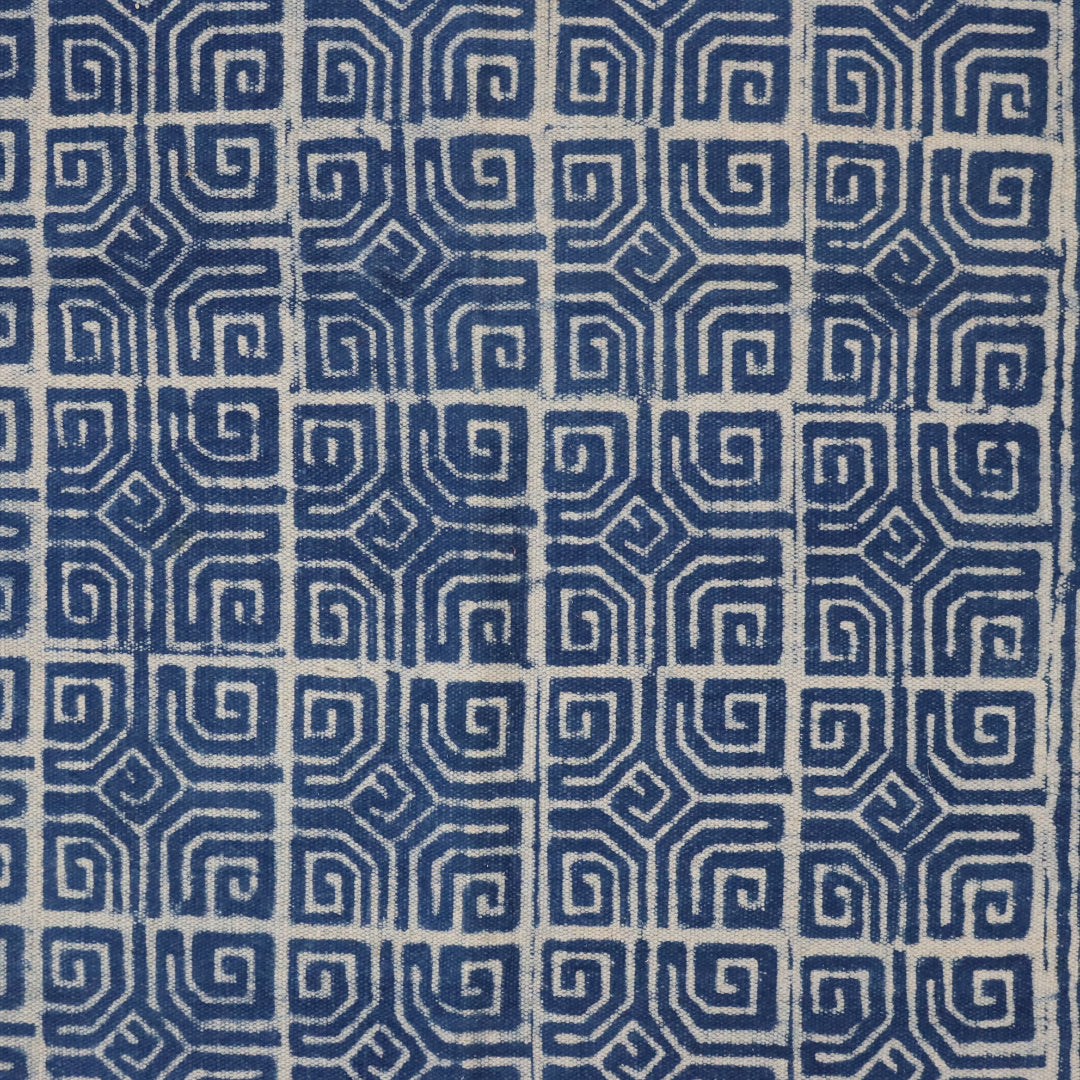 Cotton Woven Indigo Ganik Dabu Block Printed  Dhurrie