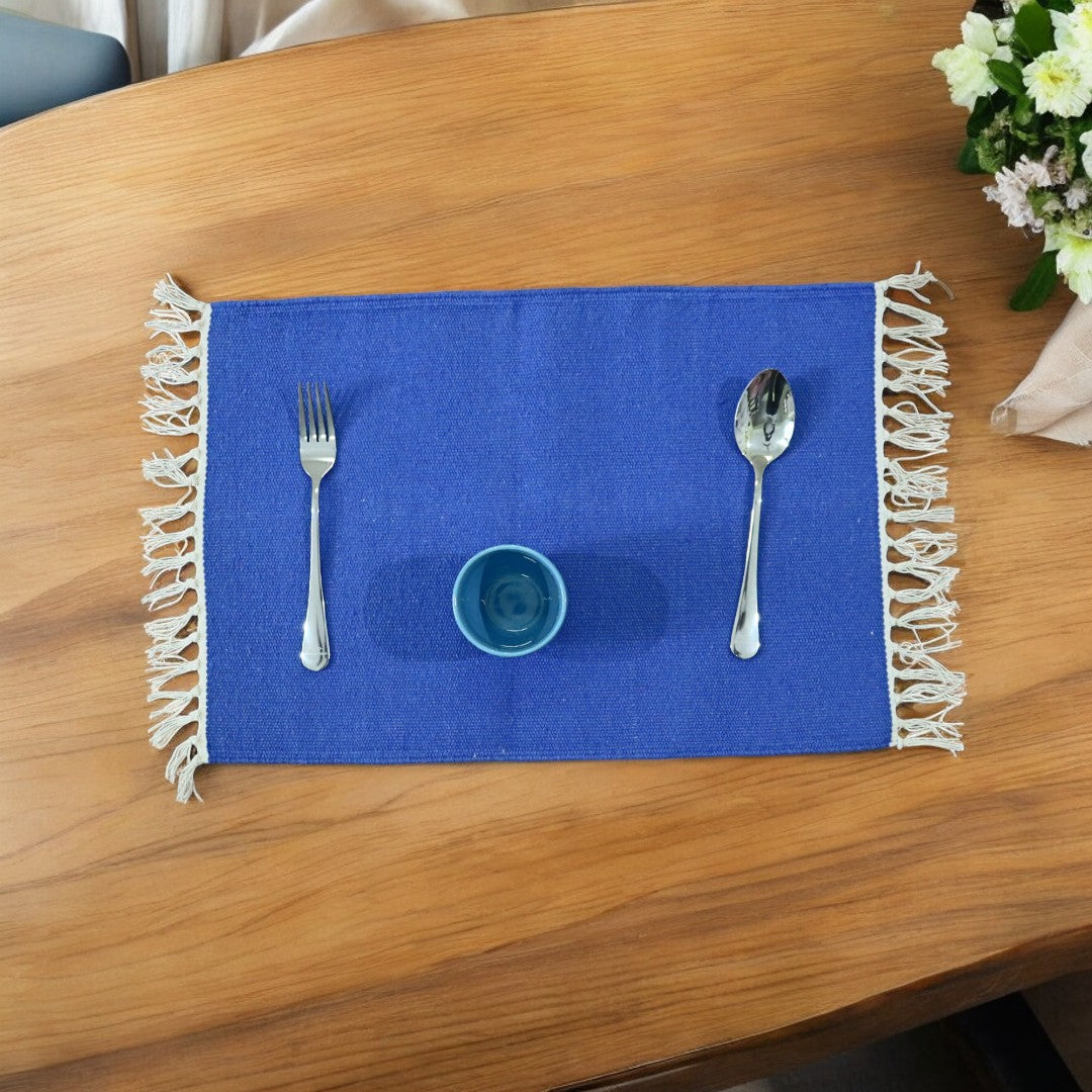 Cotton Woven Royal Blue Table Mat. Set of 4