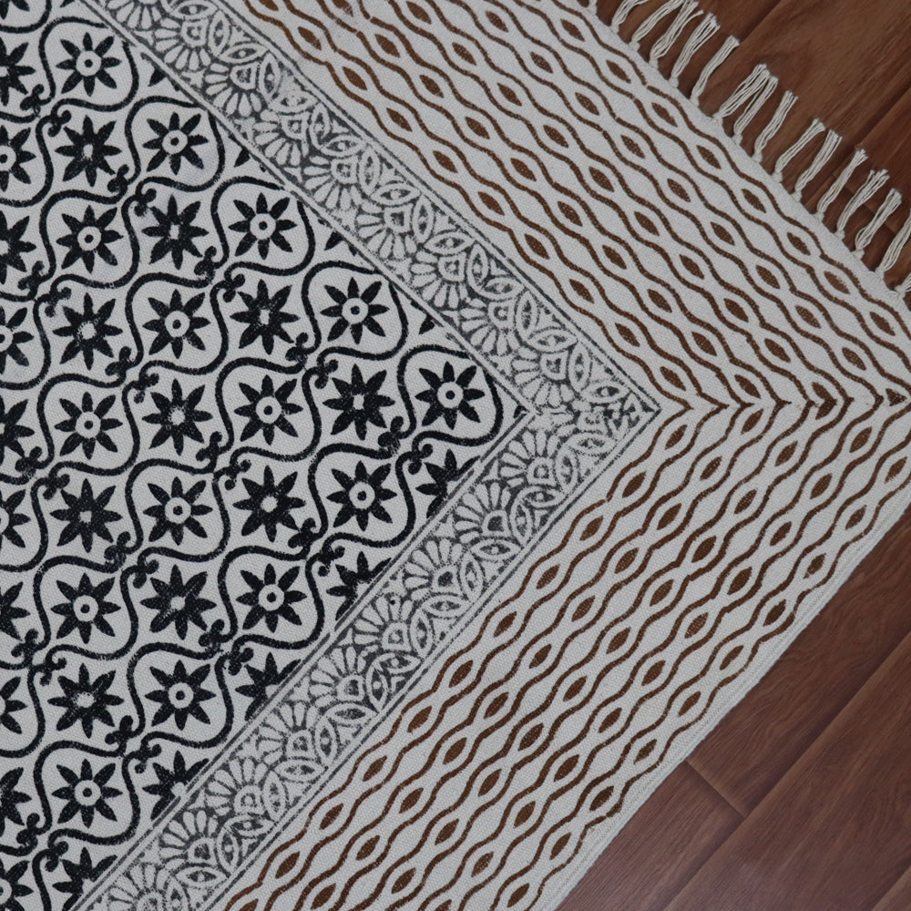 Kamal Cotton Block Printed Dhurrie