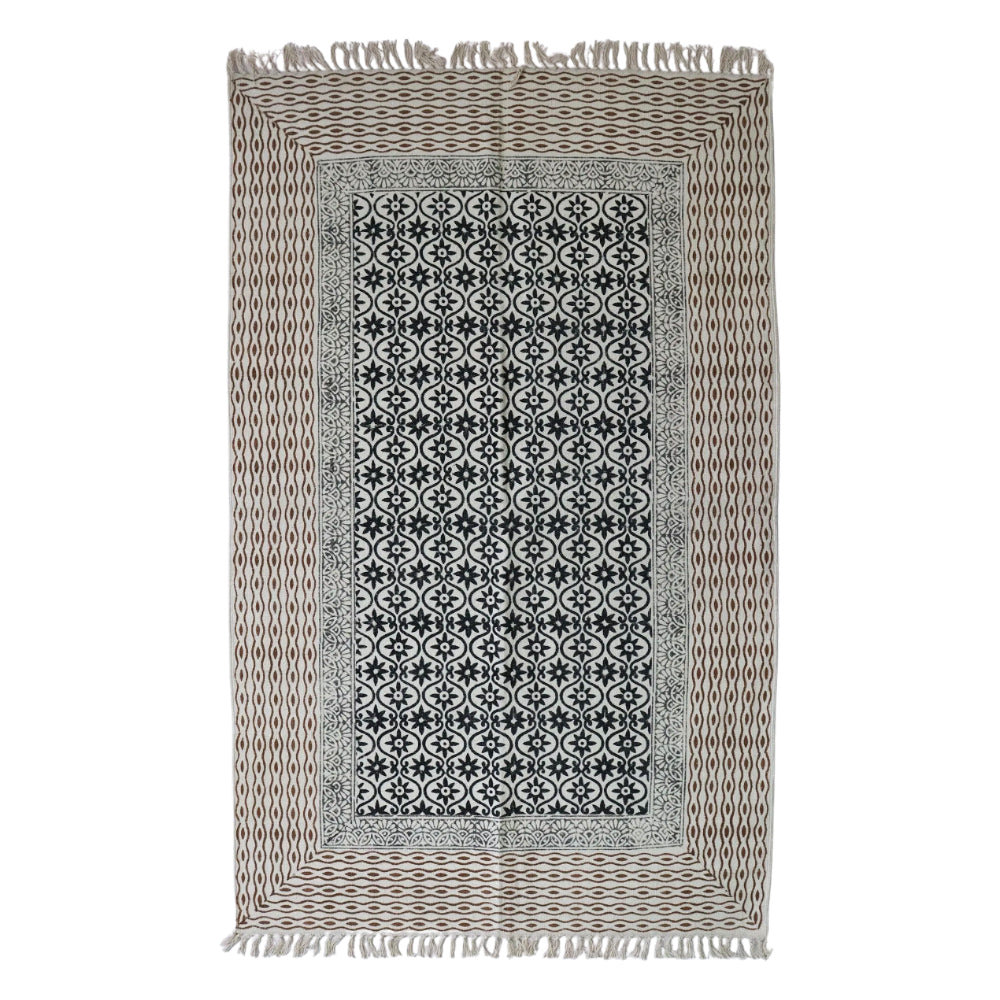 Kamal Cotton Block Printed Dhurrie