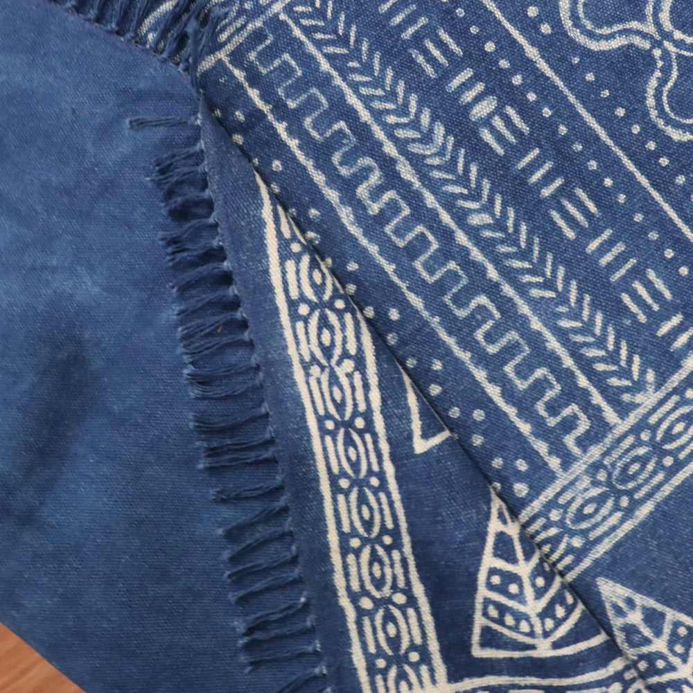 Bhumi Indigo Dabu Printed Cotton Dhurrie