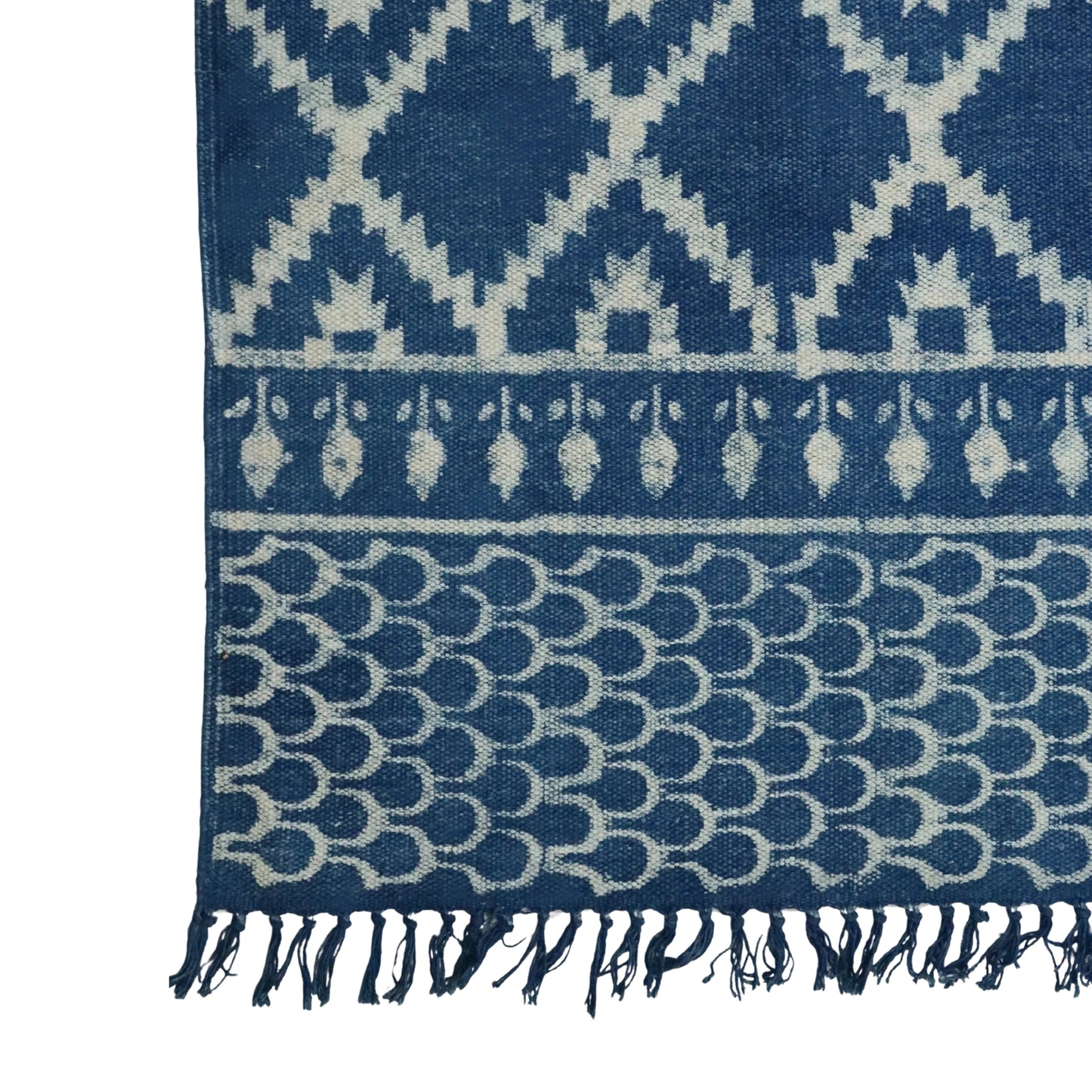 Blue Indigo Ruma Cotton Woven Printed Dhurrie