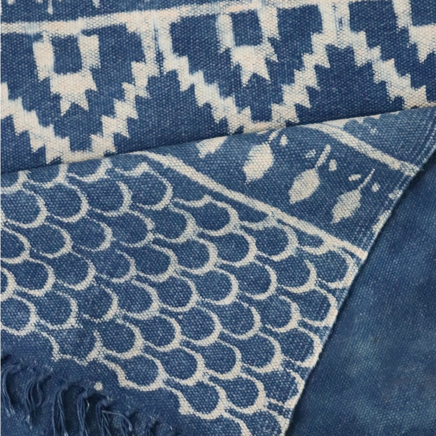 Blue Indigo Ruma Cotton Woven Printed Dhurrie
