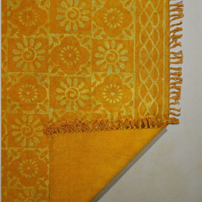 Smita Dabu Golden Yellow Printed Cotton Dhurrie
