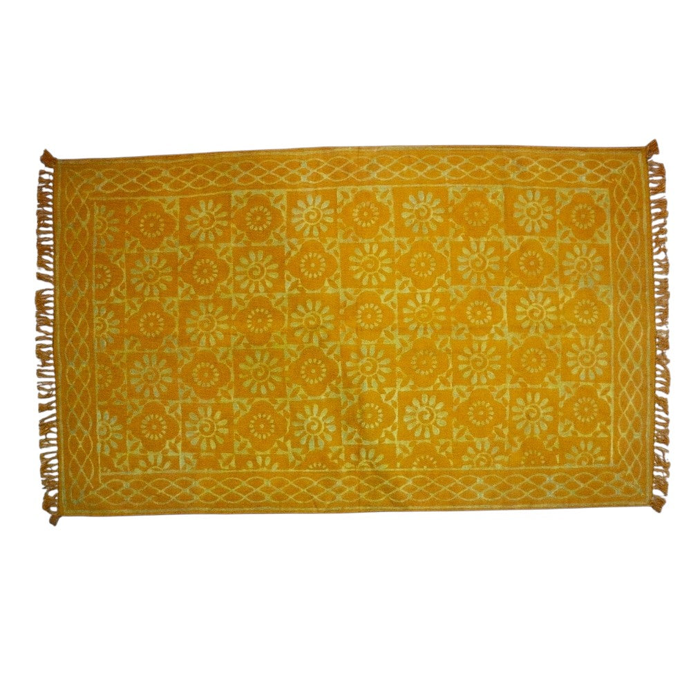 Smita Dabu Golden Yellow Printed Cotton Dhurrie
