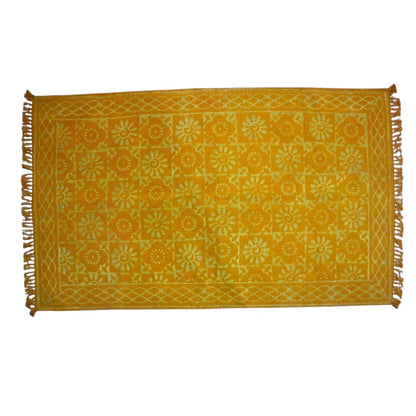 Smita Dabu Golden Yellow Printed Cotton Dhurrie