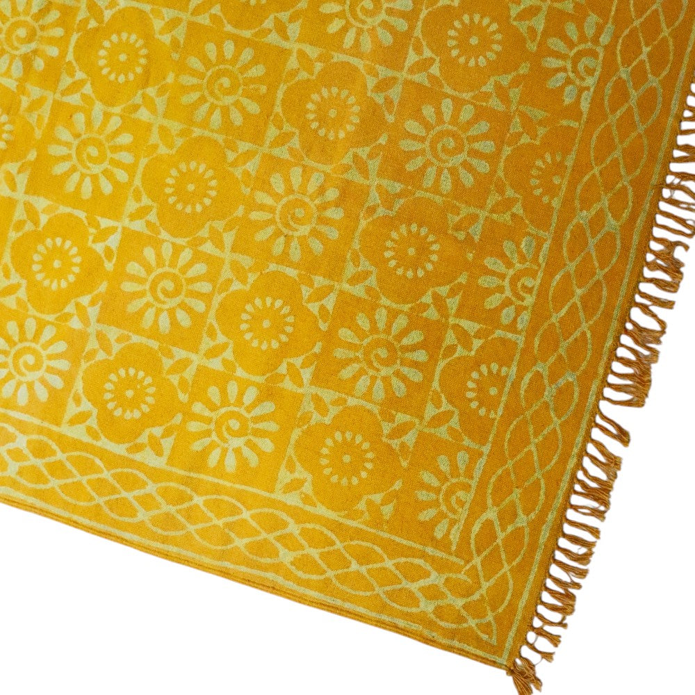 Smita Dabu Golden Yellow Printed Cotton Dhurrie