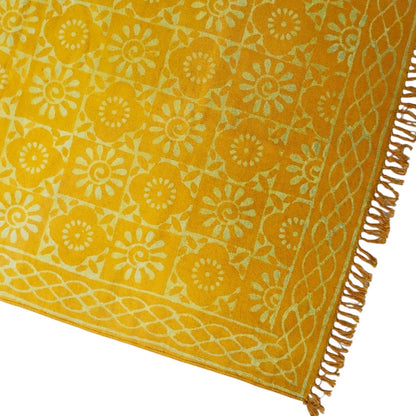 Smita Dabu Golden Yellow Printed Cotton Dhurrie