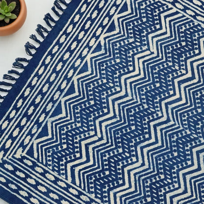Pari Dabu Indigo Printed Cotton Dhurrie