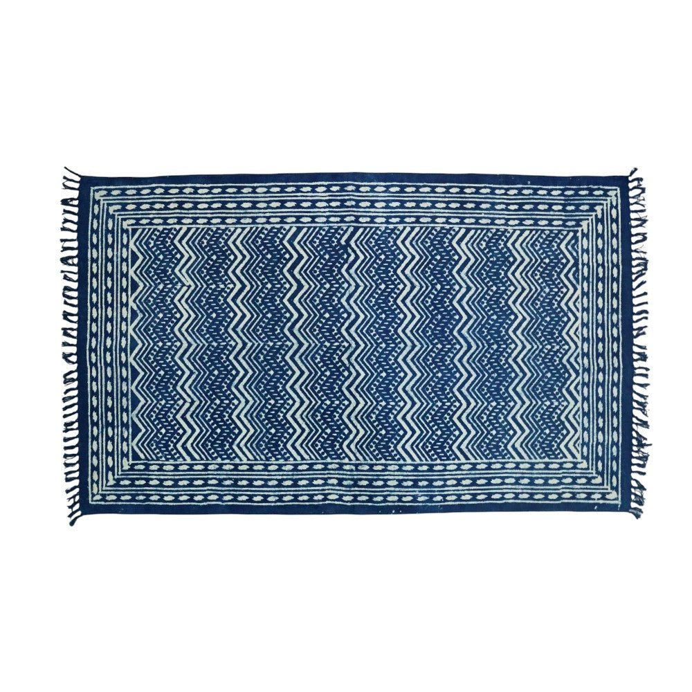 Pari Dabu Indigo Printed Cotton Dhurrie