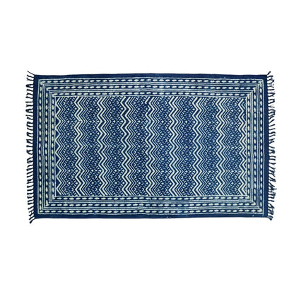 Pari Dabu Indigo Printed Cotton Dhurrie