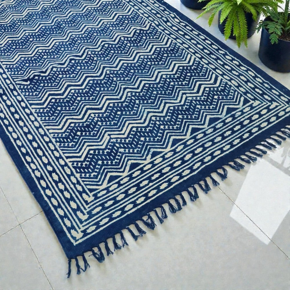 Pari Dabu Indigo Printed Cotton Dhurrie