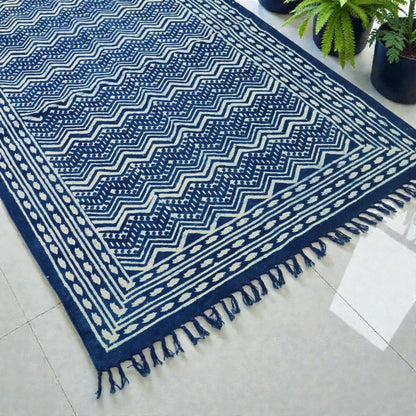 Pari Dabu Indigo Printed Cotton Dhurrie