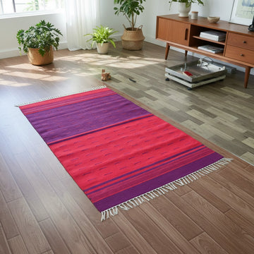 Cauvery Red & Maroon Cotton Dhurrie