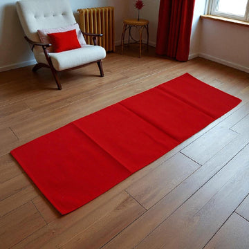 Dana Plain Woven Red Dhurrie Runner 2x6 Feet.