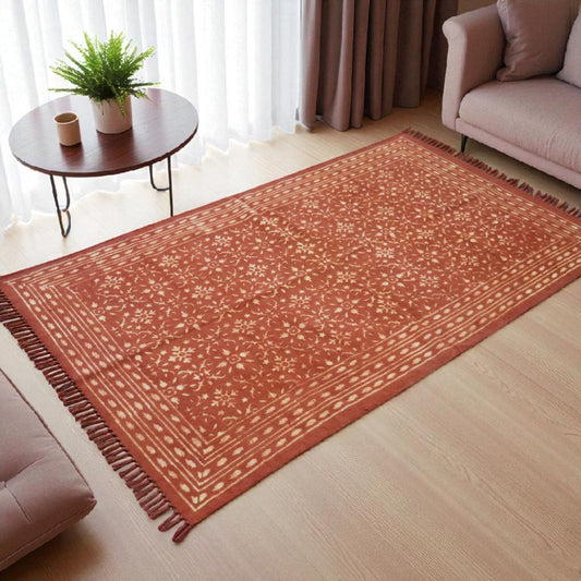 Cotton Woven Heya Dabu Block printed Dhurrie