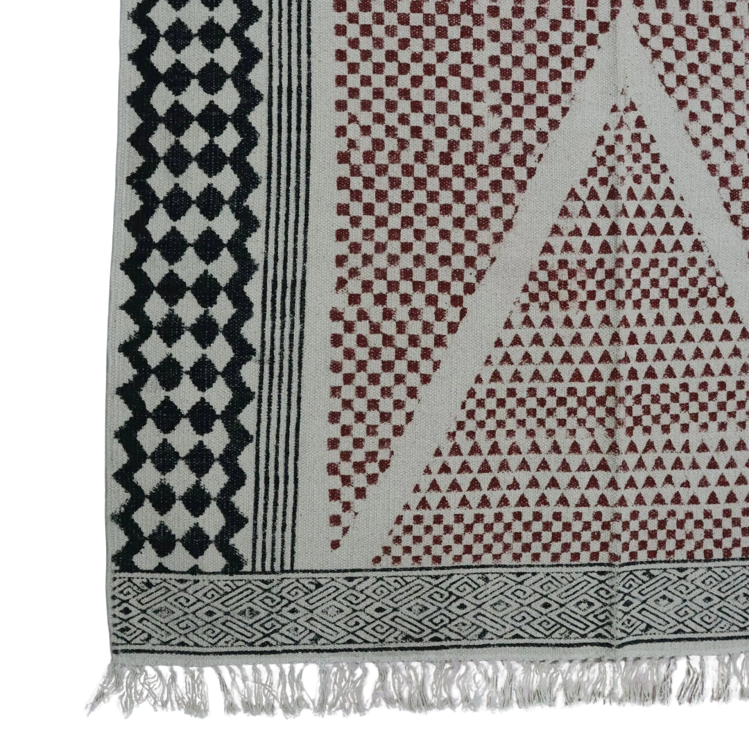 Block Printed Cotton Woven Dhurrie