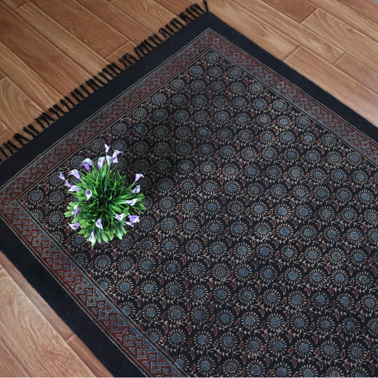 Qashi Ajrakh Block Printing Dhurrie