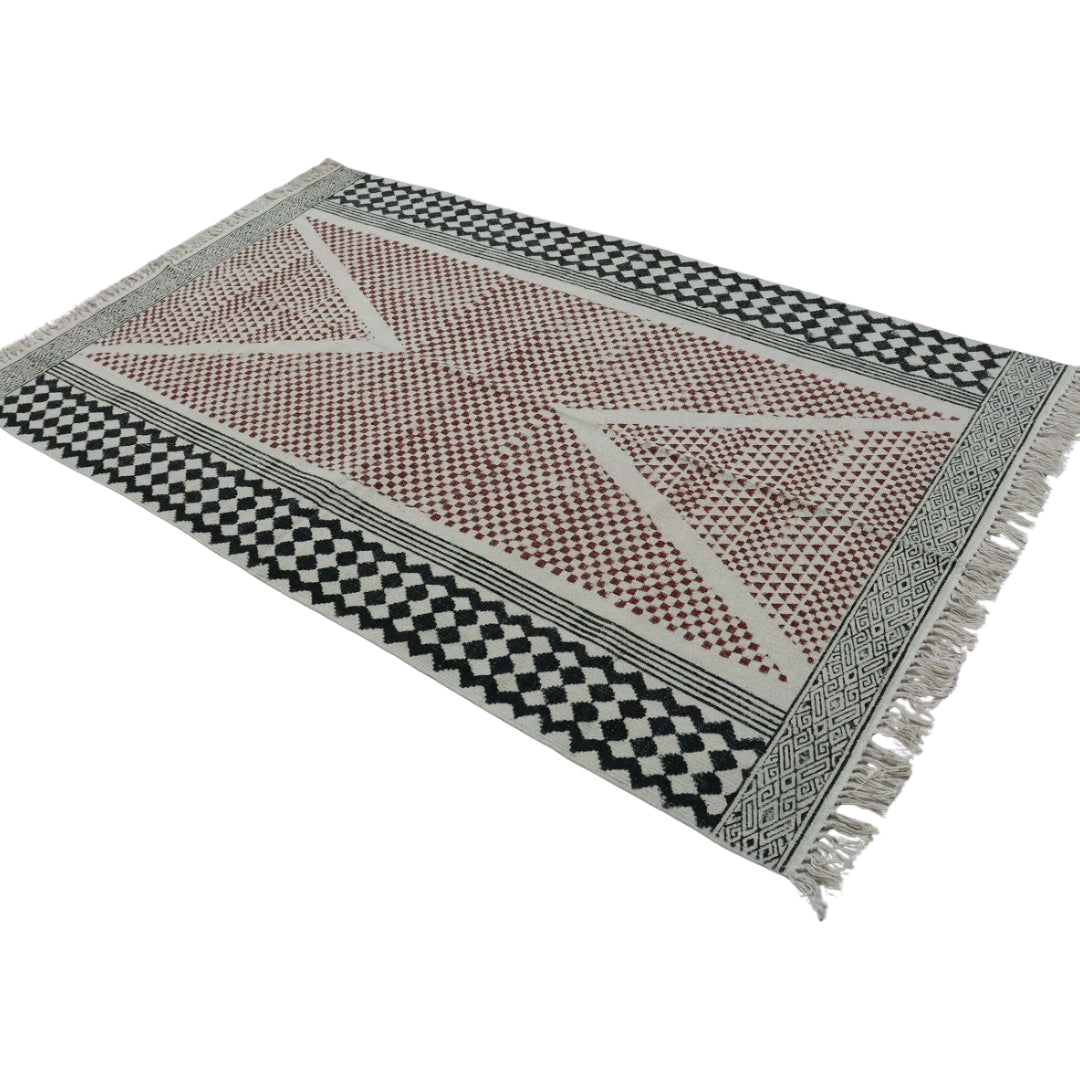 Block Printed Cotton Woven Dhurrie