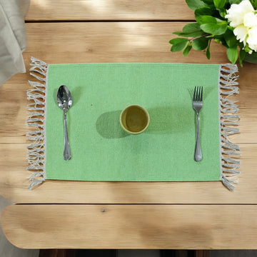 Cotton Woven Green Table Mats. set of 4