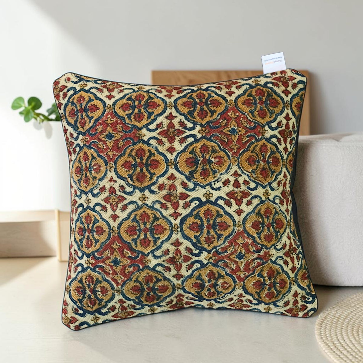 Kalamkari Madhu Dhurrie Cushion Cover