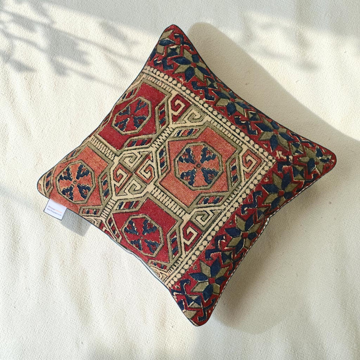 Kalamkari Vajra Dhurrie Cushion Cover