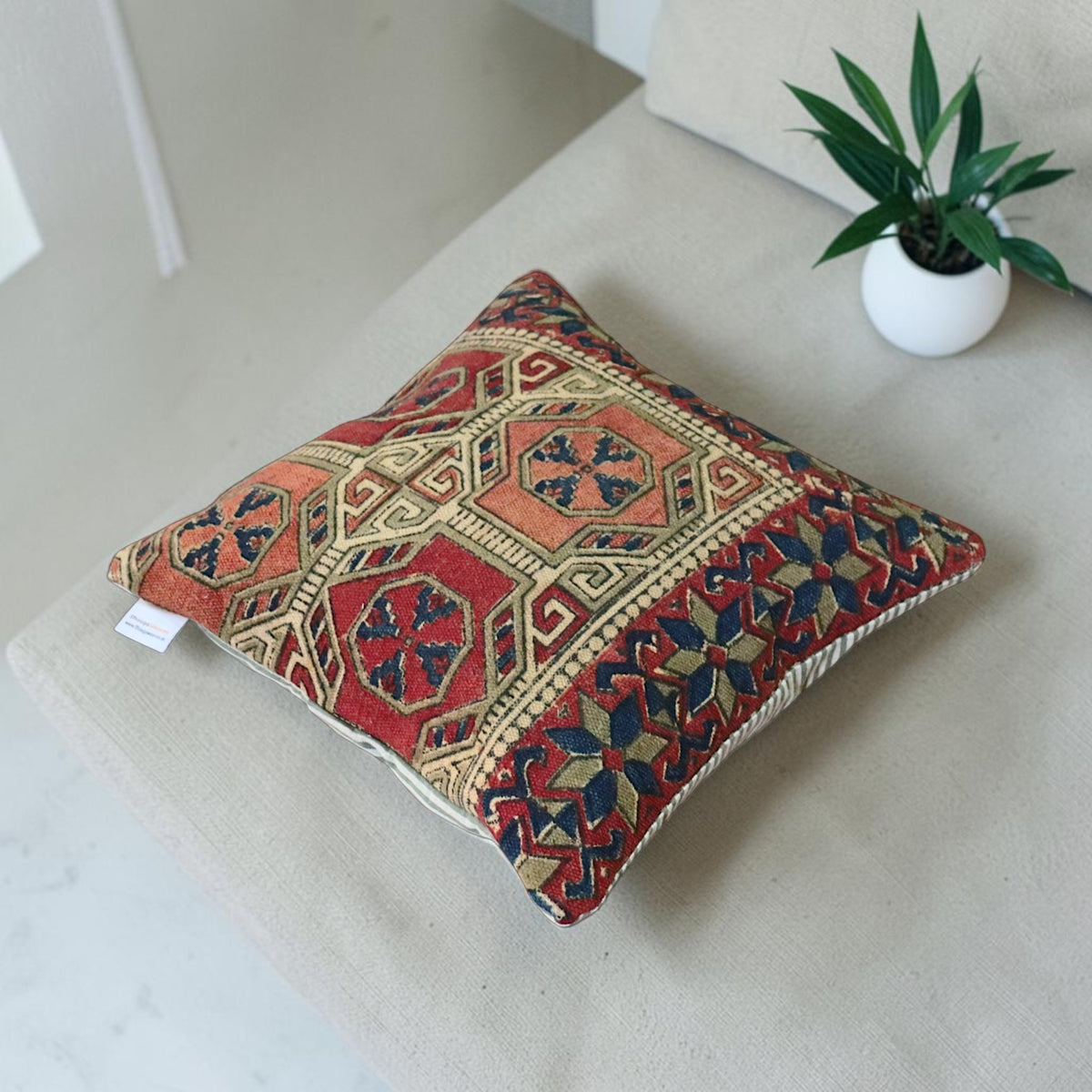 Kalamkari Vajra Dhurrie Cushion Cover