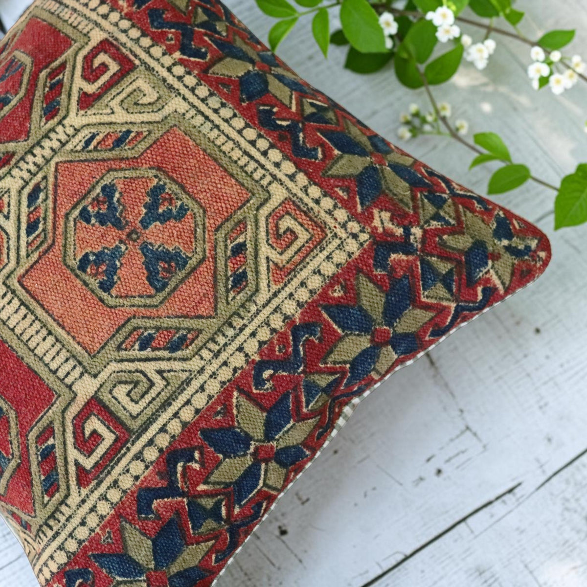 Kalamkari Vajra Dhurrie Cushion Cover