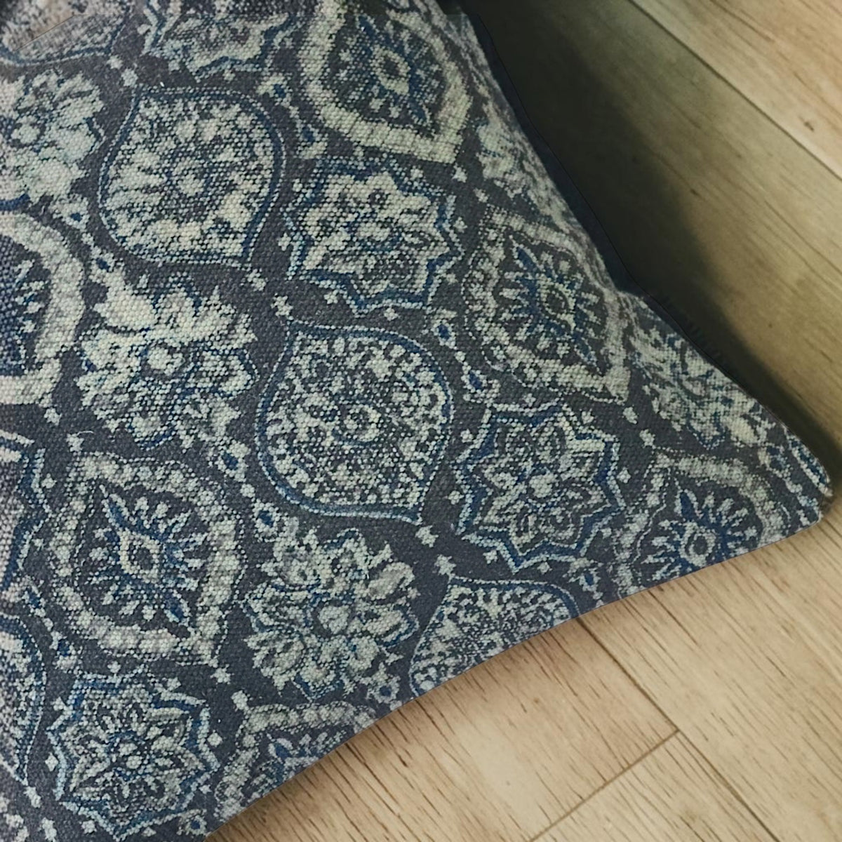 Black Ajrakh Block Printed Dhurrie Cushion Cover