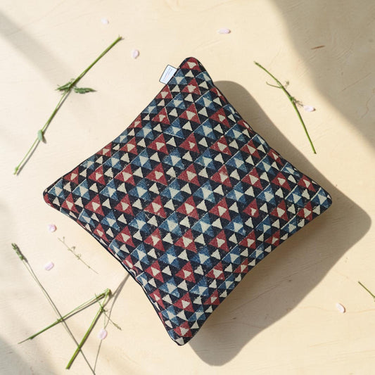 Rina Ajrakh Block printed Dhurrie Cushion Cover