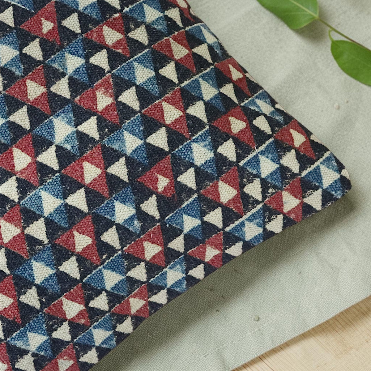 Rina Ajrakh Block printed Dhurrie Cushion Cover