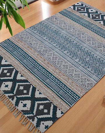 Arnav Cotton Block Printed Dhurrie