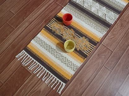Cotton Boho Woven Dhurrie Table Runner-2