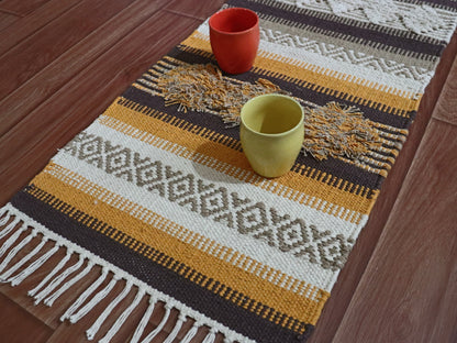 Cotton Boho Woven Dhurrie Table Runner-2