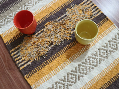 Cotton Boho Woven Dhurrie Table Runner-2