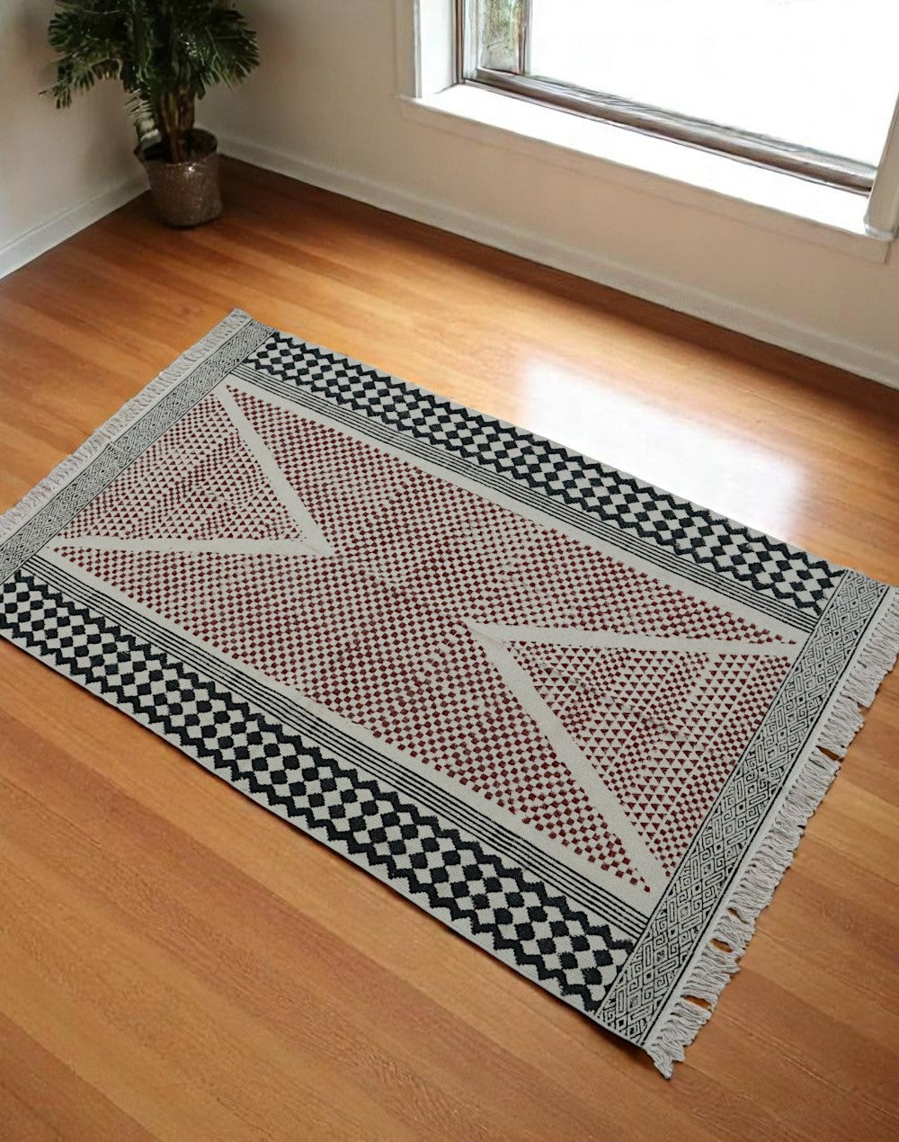 Block Printed Cotton Woven Dhurrie