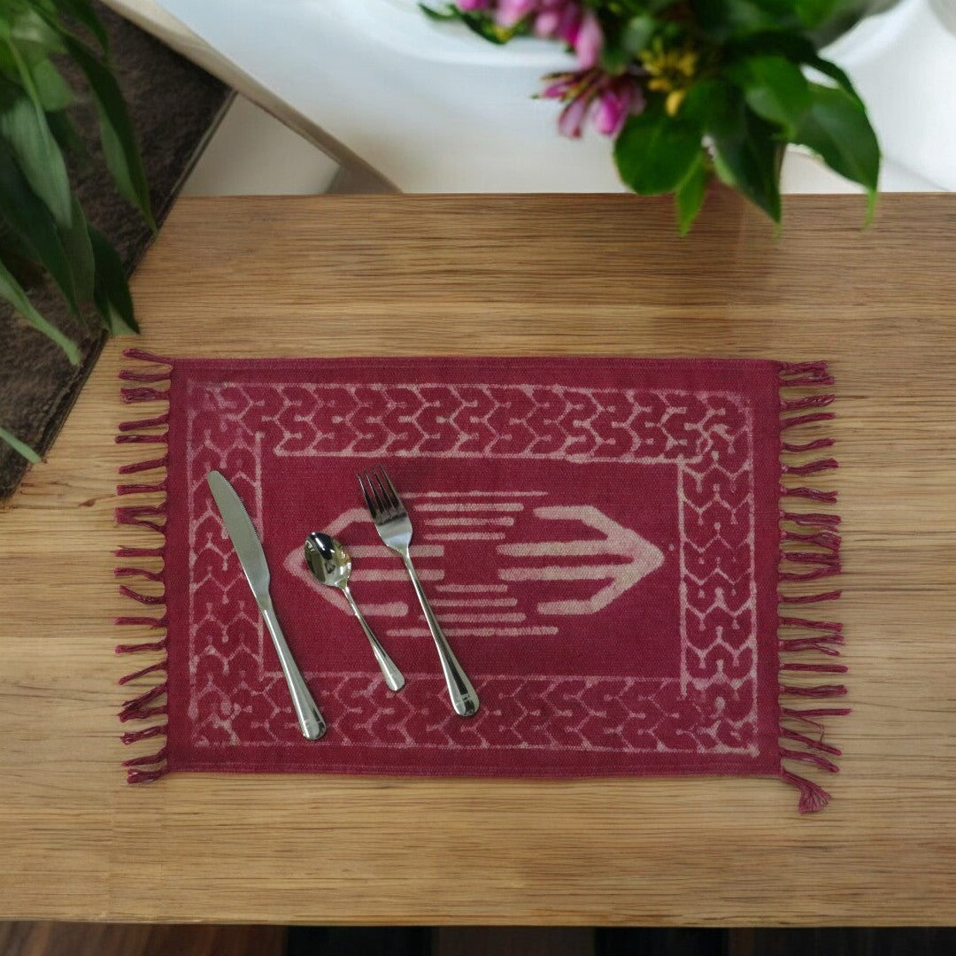 Dabu Printed Dhurrie Table Mats F1( set of 4)