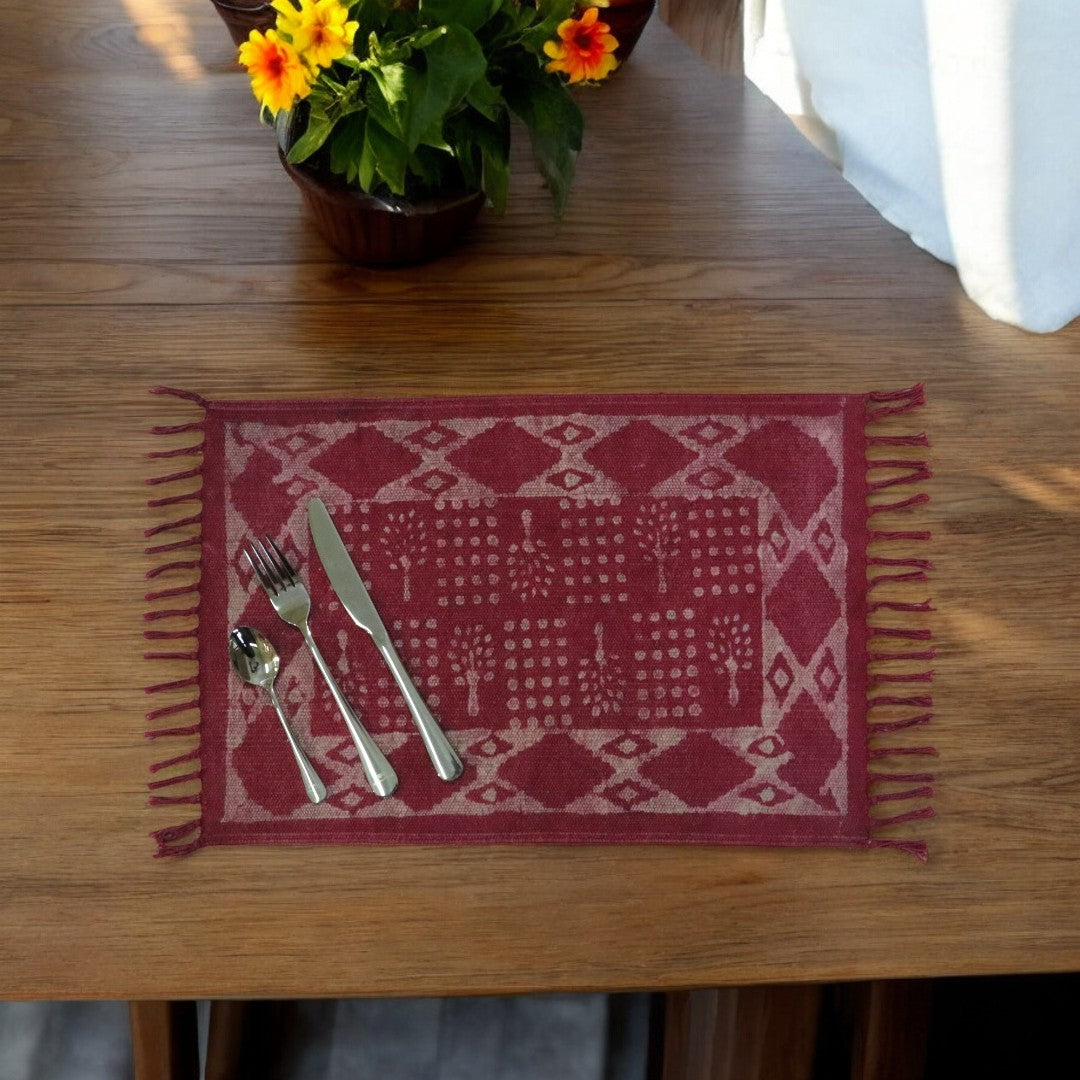 Dabu Printed Dhurrie Table Mats F2(Set of 4)