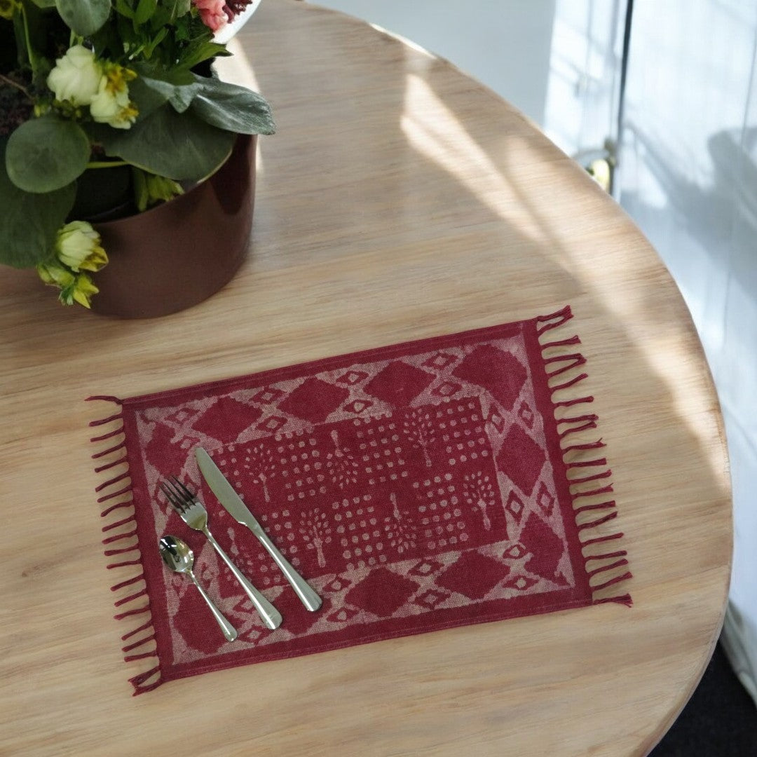 Dabu Printed Dhurrie Table Mats F2(Set of 4)