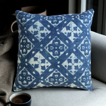 Geometric Dabu Indigo Dhurrie Cushion Covers