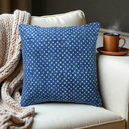 Polka Dots Dabu Indigo Dhurrie Cushion Covers