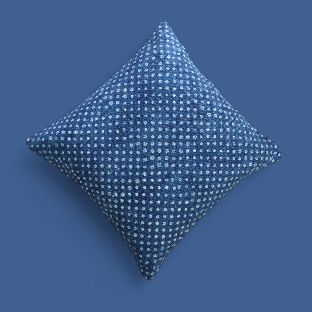 Polka Dots Dabu Indigo Dhurrie Cushion Covers
