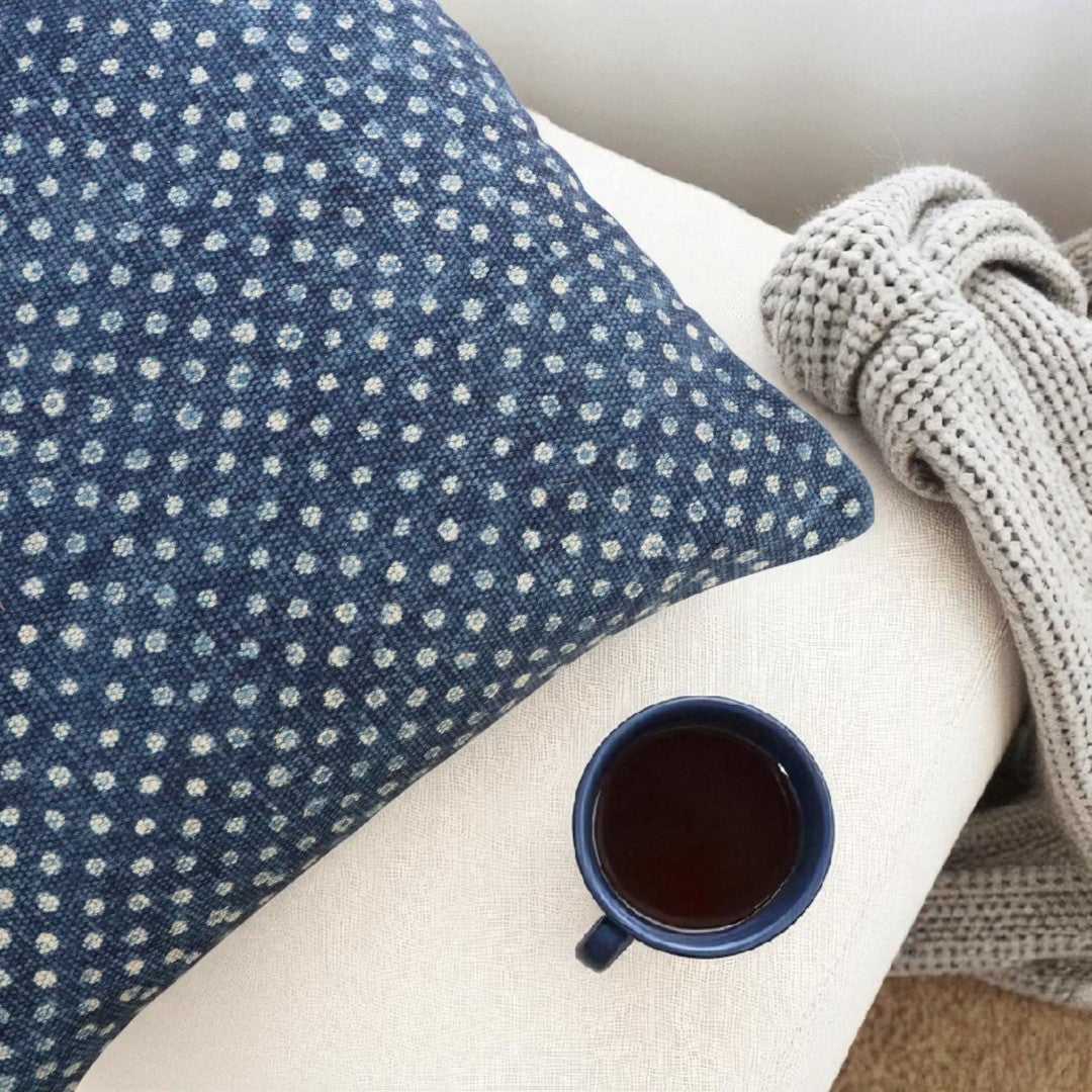Polka Dots Dabu Indigo Dhurrie Cushion Covers