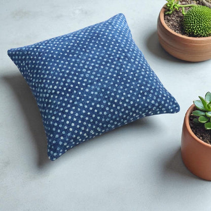 Polka Dots Dabu Indigo Dhurrie Cushion Covers