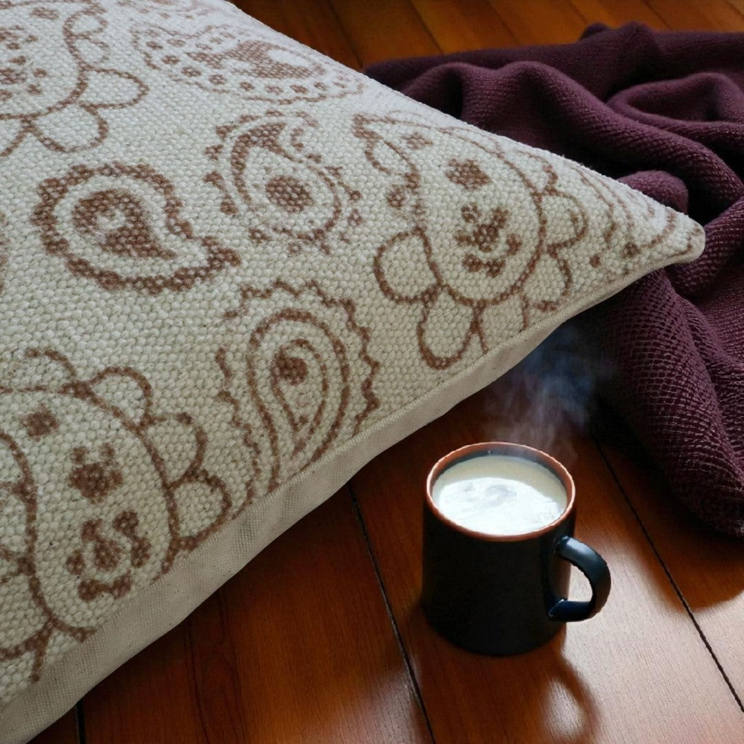 Paiseley Block Printed Dhurrie Cushion Cover