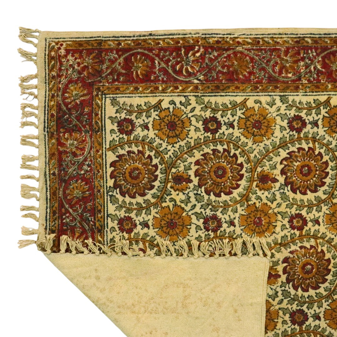 Ocra Sree Kalamkari Cotton Dhurrie