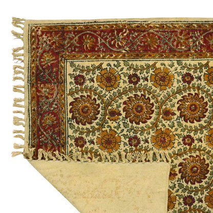 Ocra Sree Kalamkari Cotton Dhurrie