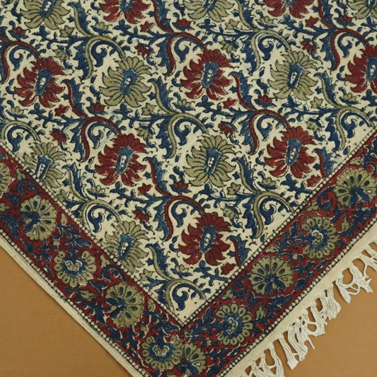 Green Riya Kalamkari Cotton Dhurrie