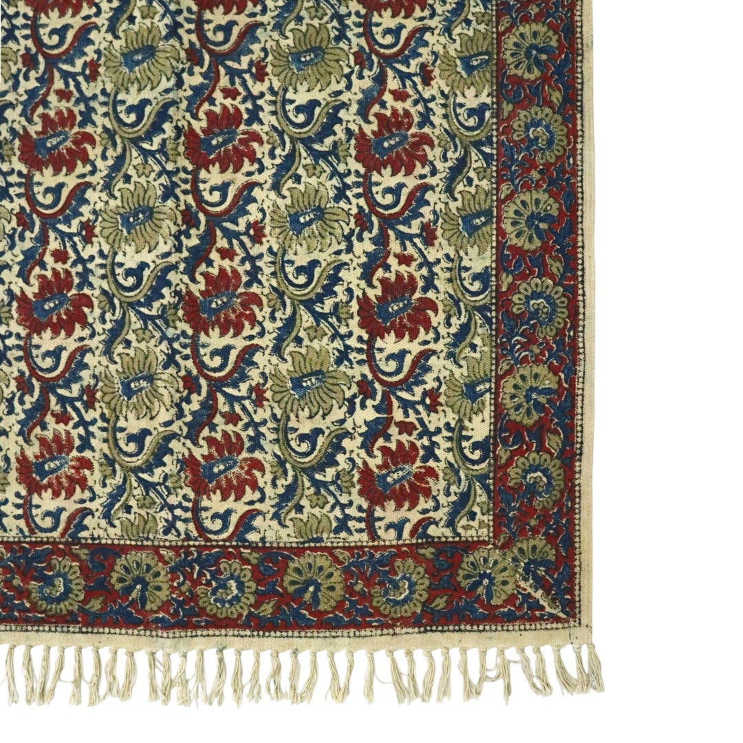 Green Riya Kalamkari Cotton Dhurrie